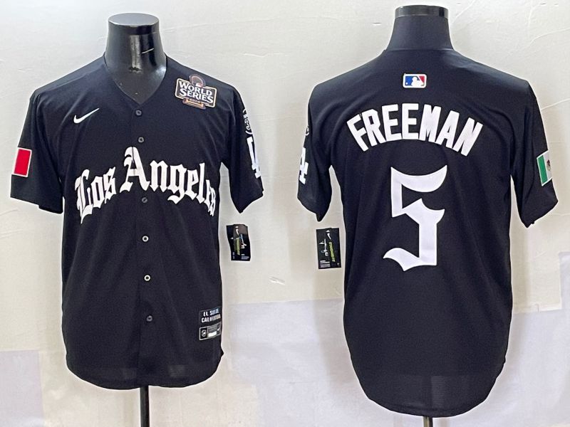 Men Los Angeles Dodgers #5 Freeman Black Five generations Joint Name 2025 Nike MLB Jersey style 9